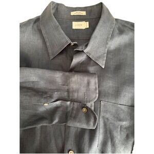 J.‎ Crew Men's 100% Linen XL long Sleeve Button Down Shirt Grey Blue